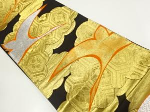 アンティーク　鶴模様織出し袋帯（着用可）